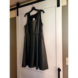Torrid Black Faux Leather Sleeveless A-Line Dress With Pockets Size 1